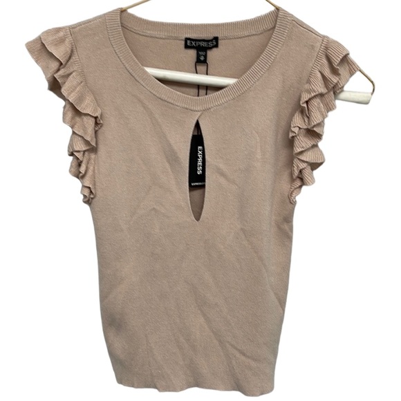 Express keyhole ruffle sleeve sweater - Picture 3 of 8